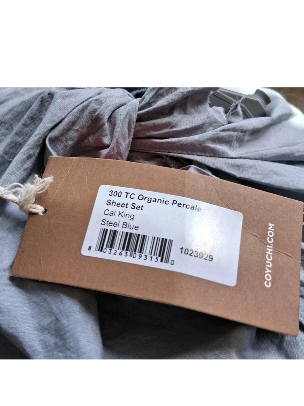 Coyuchi Percale 300 TC Sheet Set - Steel Blue